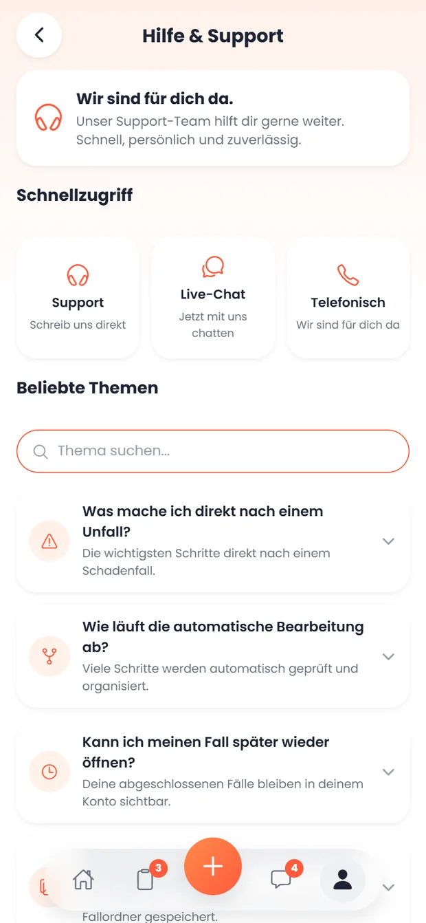 carproof App: Hilfe im Nachrichtenbereich