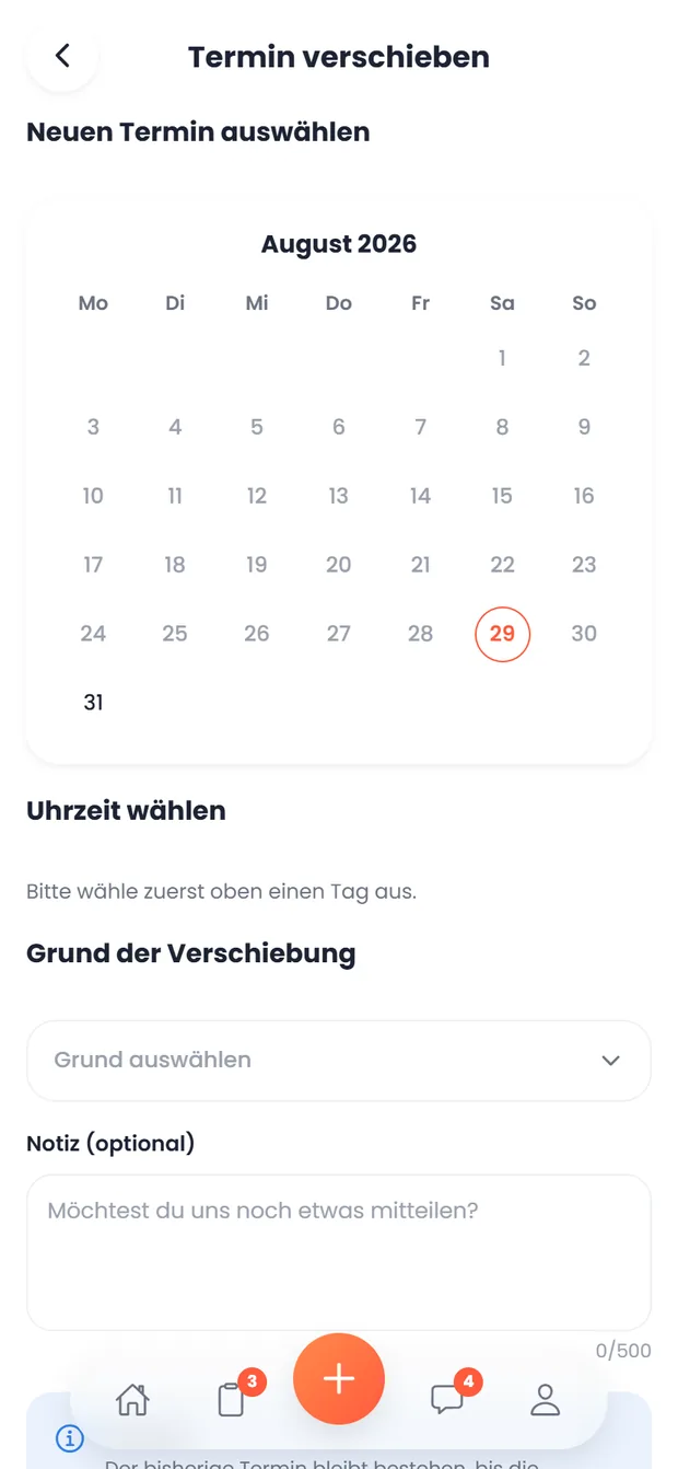 carproof App: Termin verschieben